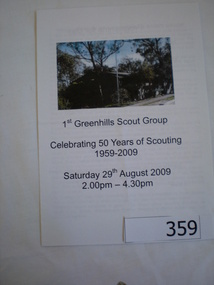 Pamphlet, 1st Greenhills Scout Group, 1959-2009