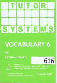 Educational aid, Tutor systems: Vocabulary 6. By Peter Howard. LP1295, 1974_