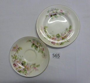 Plate and saucer, Apple Blossom: Royal Doulton Bone China, 1947c