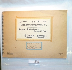 Folder, Lions Club of Greensborough. Public Relations Committee scrap book, 1969_