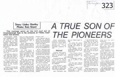 Newspaper Clipping, Diamond Valley Leader, A True Son of The Pioneers: by Linley Hartley, 1982_