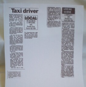 Newspaper - Newspaper clipping, Diamond Valley Leader, Local Scene, 06/07/1990