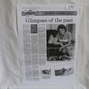 Newspaper clipping, Glimpses of the Past, 18/03/1986