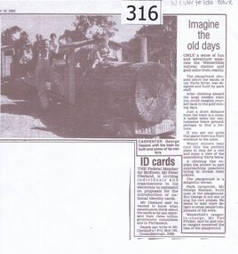 Newspaper clipping, Diamond Valley Leader, Imagine the old days, 10/09/1985