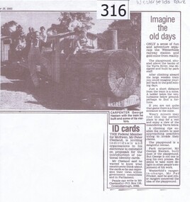 Newspaper clipping, Diamond Valley Leader, Imagine the old days, 10/09/1985