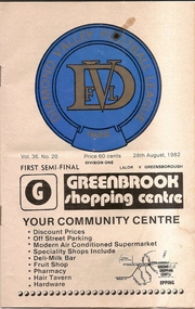 Booklet, DVFL Football Record 28th August 1982, 28/08/1982