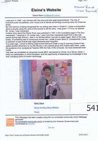 Article, Elaine's Website, 25/03/2011