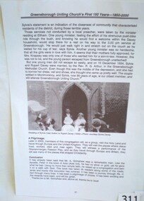 Article - Article, Book, The Greensborough Uniting Church's first 150 years - 1850-2000, 1850-2000