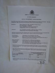 Letter, Shire of Diamond Valley, Local Government Amalgamations 1994, 1994_