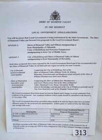 Document - Letter, Shire of Diamond Valley, Local Government Amalgamations 1994, 1994_