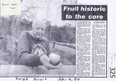 Newspaper clipping, Fruit historic to the core, 29/07/1988