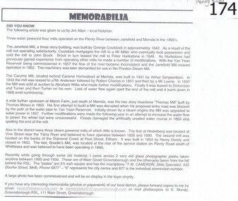 Article - Article, Newsletter, Greensborough RSL, Memorabilia: Did You Know [Article on water powered flour mills], 1842o