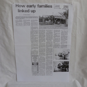 Article - Newspaper Clipping, How early families linked up: by Helen Gillman, 28/02/1984