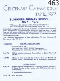 Booklet, Bundoora Primary School 1877 - 1977, 16/07/1977
