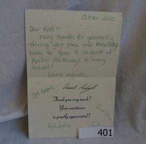 Greeting Card, Apollo Parkways Primary School AP5184, 2010_10