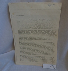 Manuscript, Late Thoughts! by June Roberts, 1958-1978