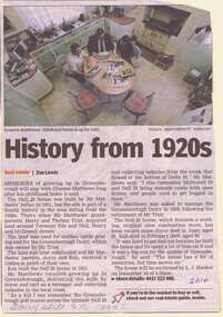 Newspaper clipping, Diamond Valley Leader, History from 1920's, 1920o