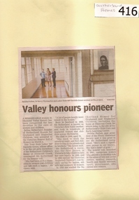 Newspaper clipping, Diamond Valley Leader, Valley honours pioneer Selina Sutherland, 1908o