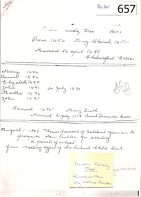 Genealogical Document, Poulter Family Tree, 1656o