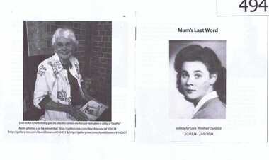 Memoirs, Jill Durance, Mum's Last Word, 02/10/2009