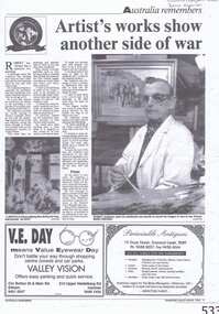 Newspaper article, Diamond Valley News, Artist's works show another side of war, 1995_