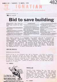 Newsletter, Ignatian, 10th March 1994, 10/03/1994