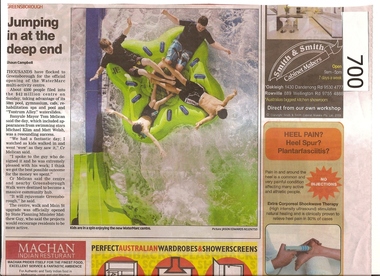 Newspaper clipping, Diamond Valley Leader, Jumping In At The Deep End, 12/09/2012