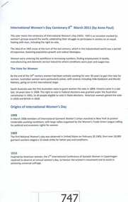 Folder, International Women's Day Centenary, 08/03/2011