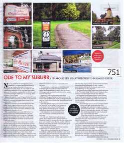 Newspaper clipping, Ode To My Suburb [Diamond Creek], 12/09/2012