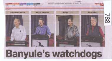 Newspaper clipping, Diamond Valley Leader, Banyule's watchdogs, 19/12/2012