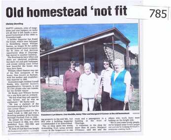Newspaper clipping, Old homestead 'not fit', 2000c