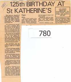 Newspaper clipping, Diamond Valley News, 125th Birthday At St Katherine's, 1983_11