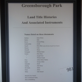 Folder of Documents, Greensborough Park: Land Title Histories and Associated Instruments, 1872-1976