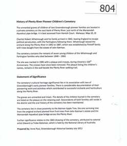 Article, History of Plenty River Children's Cemetery; by Anne Paul, 1848-1860