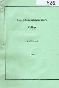 Book, Greensborough Secondary College Staff Manual, 1990, 1990_