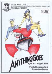 Program, Anything goes: Loyola College production 2001, 08/08/2001