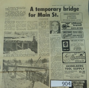 Newspaper clipping, A temporary bridge for Main Street, 24/10/1978