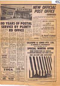 Newspaper clipping, Diamond Valley News, New Post Office for Bundoora 1973, 28/08/1973