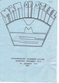Program, Man of Steel: Greensborough Secondary College 1992, 16/09/1992