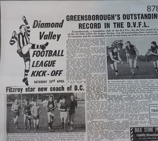 Newspaper Clipping, Diamond Valley Football League Kick-off 1966, 23/4/1966