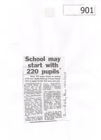 Newspaper Clipping, Diamond Valley News, Apollo Parkways School may start with 220 pupils, 24/10/1978