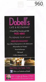 Advertising Leaflet, Dobell's Cafe and Restaurant, 05/03/2014
