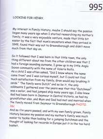 Genealogical Document, Rolfs family / by Val Wilson (nee Rolfs): includes Finding Henry; My earliest memories; and Descendants of Henry Rolfs, 1790o