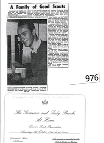Certificates and newspaper clippings (copy), Queen's Scout Awards for George and Bryan Henderson, 08/10/1960