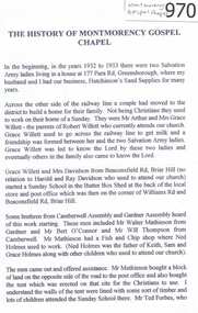 Article, The History of the Montmorency Gospel Chapel, 1932o