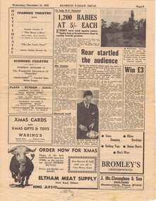Newspaper Clipping, 1200 babies at 5/- each, 15/12/1954