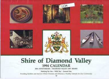 Booklet - Calendar, Shire of Diamond Valley, Shire of Diamond Valley 1994 Calendar: 20th anniversary - Diamond Valley Art Award, 1994_