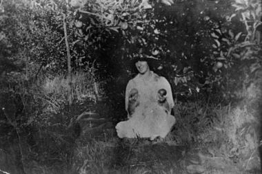 Photograph - Digital Image, Mrs Greenwood with two apples; and, older Gladys Greenwood: group of photographs, 1927c