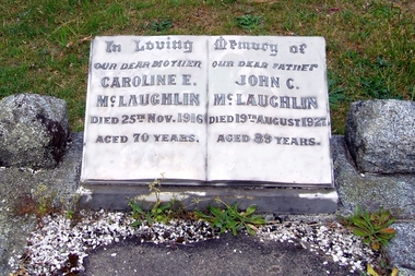 Photograph - Digital Image, Headstone of Caroline and John McLaughlin, 19/08/1927