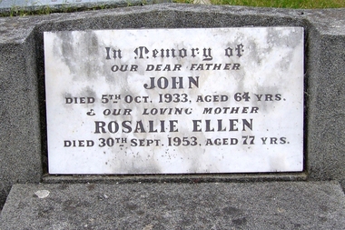Photograph - Digital image, John and Rosalie McLaughlin [grave], 05/10/1933